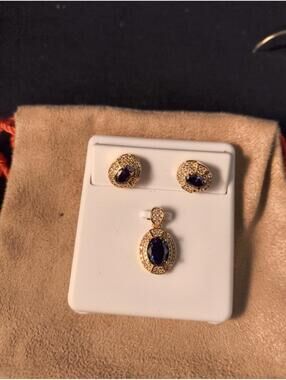 Mystic Topaz With Moissenite Halo Earrings And Pendant Set